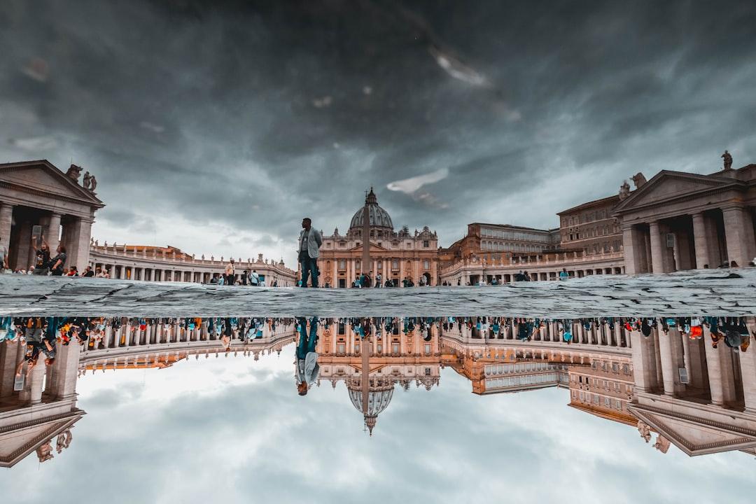 After being stuck in our hotel for 3 days straight because of the heavy downpour, we finally were able to get out to visit Saint Peters Basilica in rome. 

Decided to try something new with the puddles on the floor :)