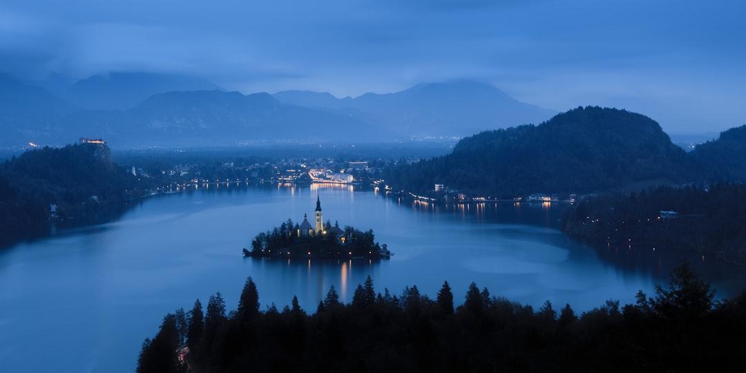Lake Bled on a Blue Night