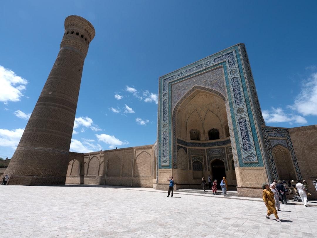 Uzbekistan contains some of the best preserved former Silk Road cities in Asia. 
Bukhara has many fine examples of medieval Islamic architecture including the mosque and minaret pictured here.
