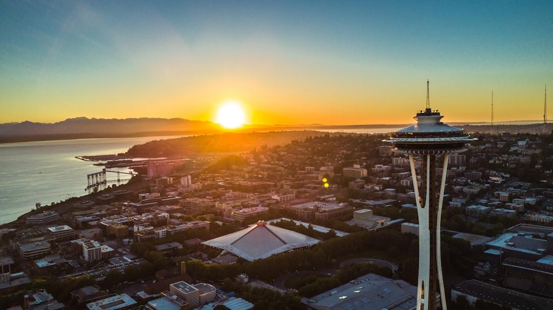 Space Needle at sunset, Seattle Washington.
