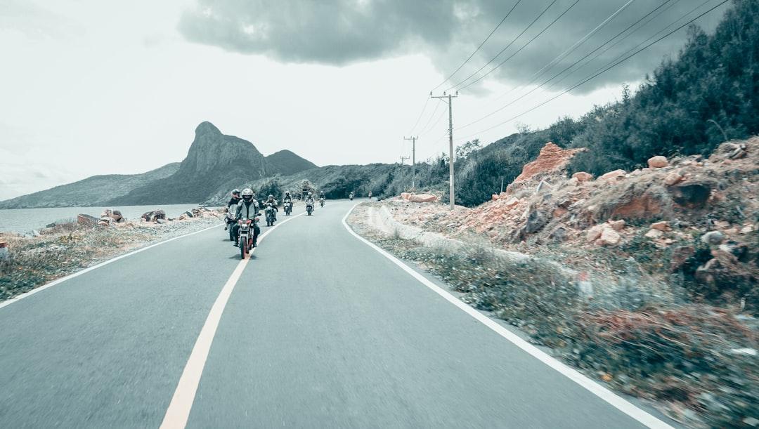 Bikers group during a road trip in Con Dao island, Vietnam