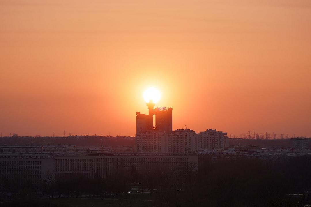 Sunset behind the Genex tower 