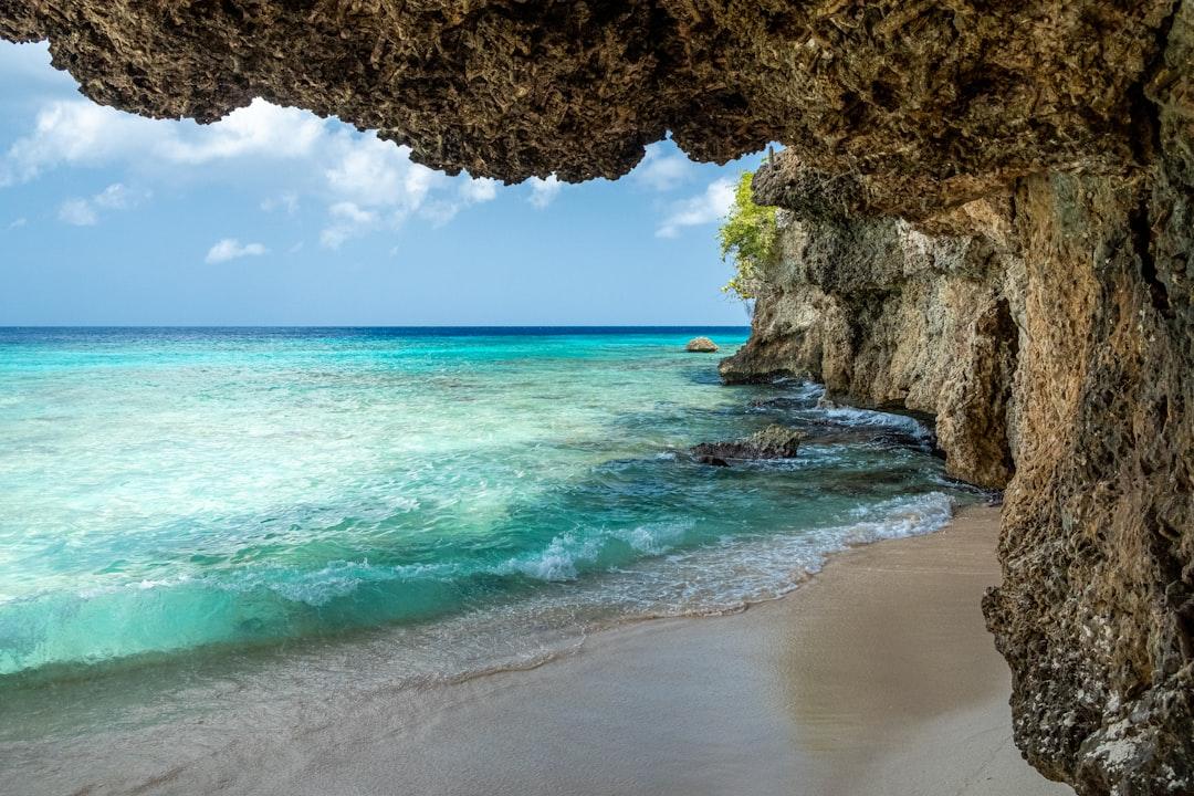 Cave with beach and ocean