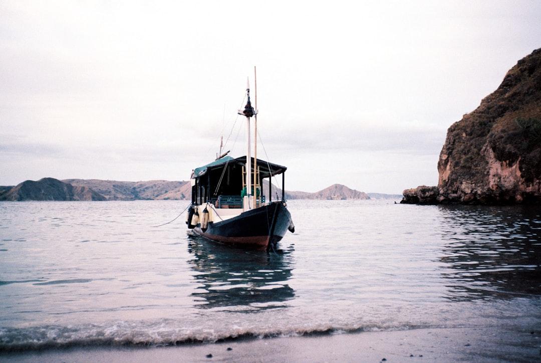 A boat docked at one of the islands in Flores, Indonesia.