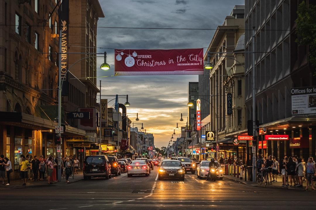 a sunset view on the streets of Rundle Mall.