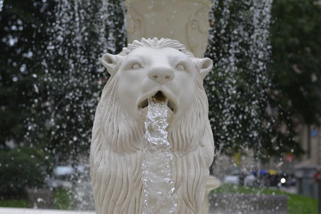 White lion fountain in San Sebastian, Spain